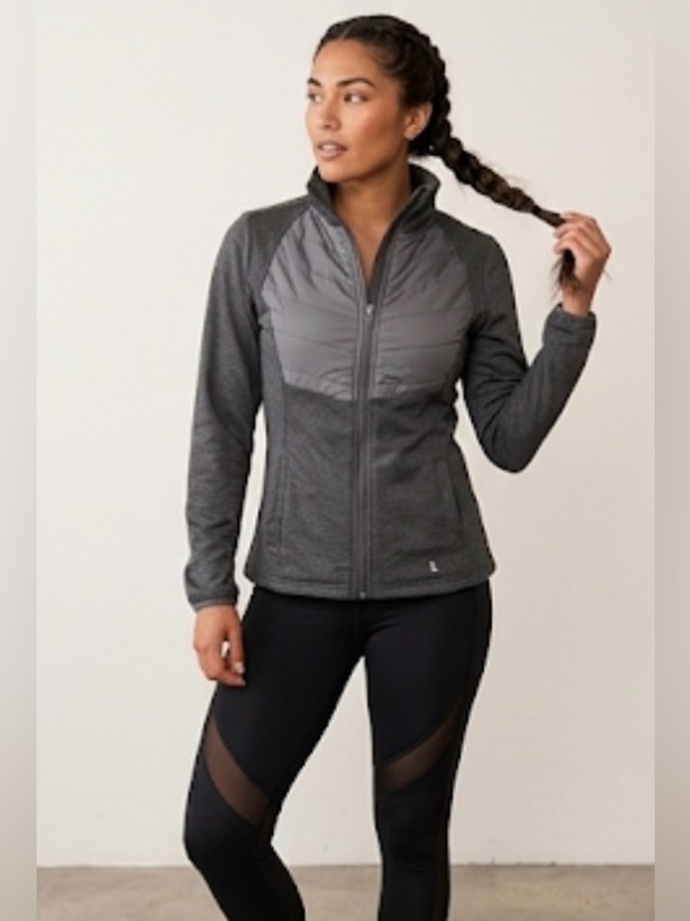 Danskin Now Heather Gray & Black Full Zip Sweatshirt Jacket Size M (Full Zip)